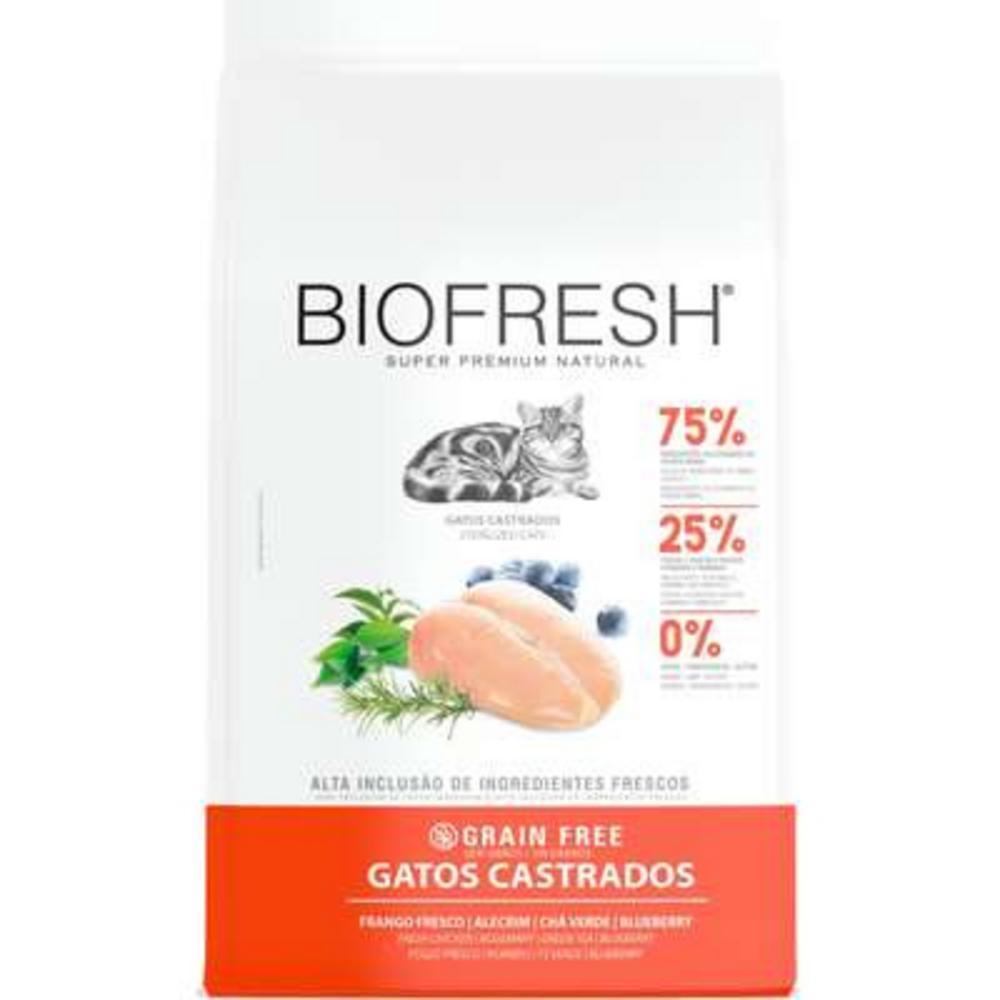 Ração Seca Biofresh Frango Fresco, Alecrim, Chá Verde e Blueberry para Gatos Castrados - 7,5Kg