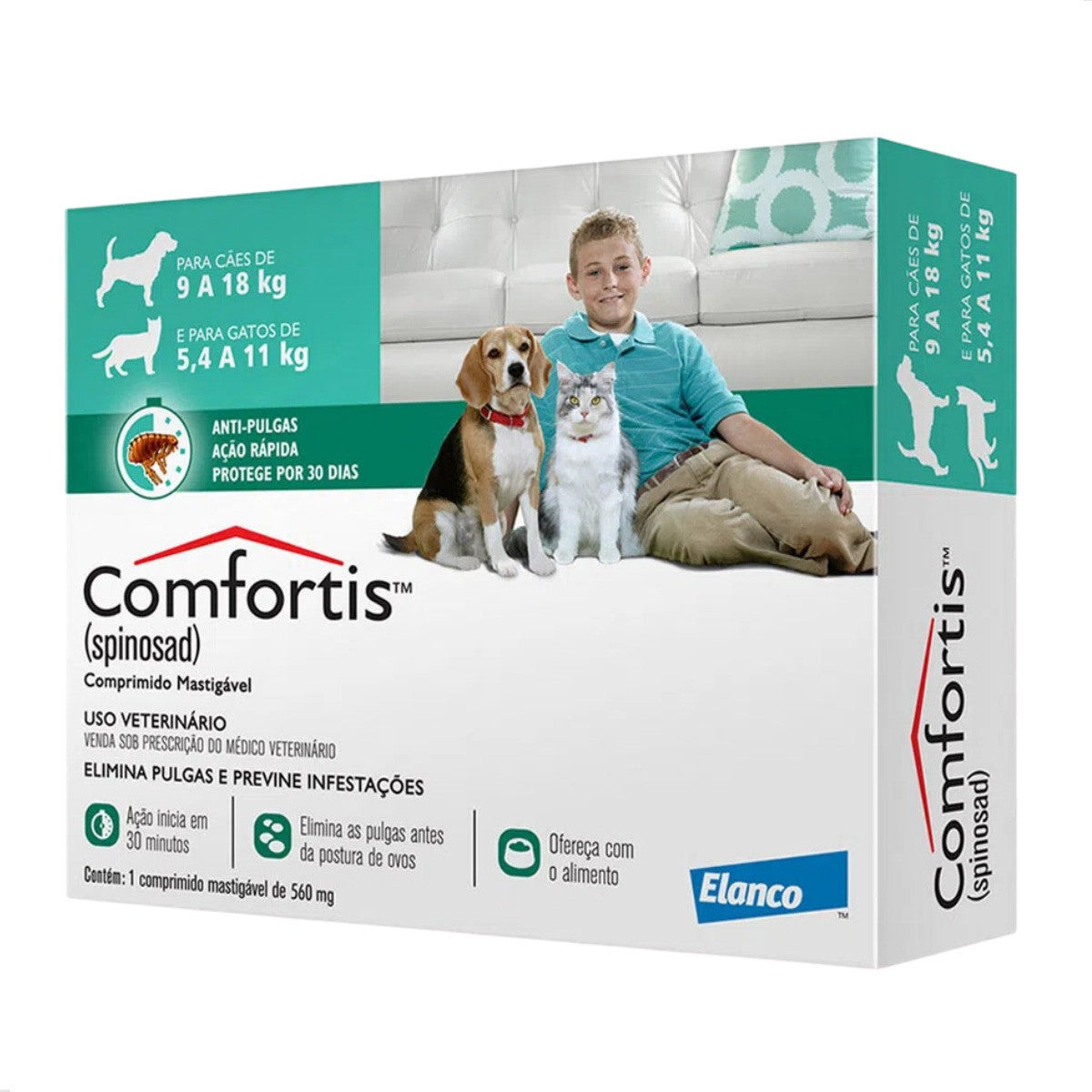Combo Antipulgas Comfortis 560mg - Cães de 9kg a 18 kg e Gatos de 5,4kg a 11kg
