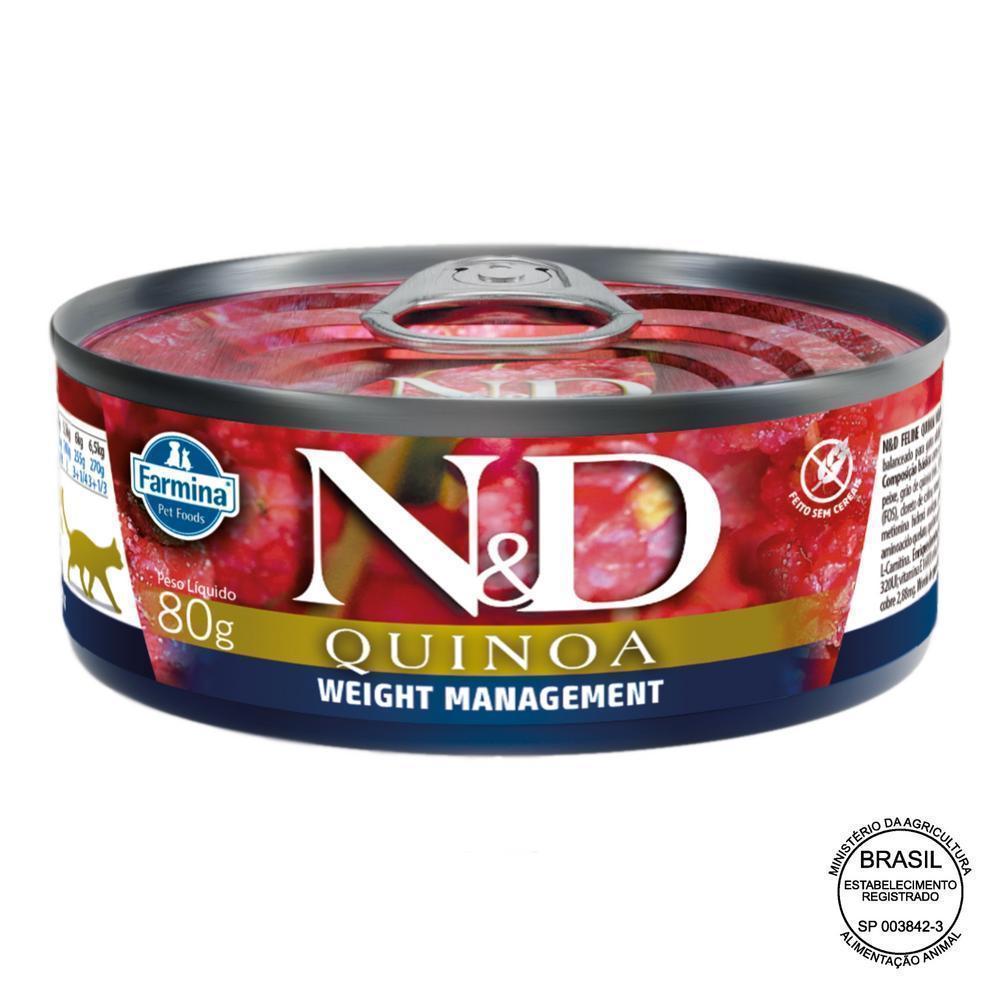 N&D Quinoa para Gatos Adultos de Todas as Raças Sabor Quinoa, Brocolis, Aspargos e Cordeiro 80g