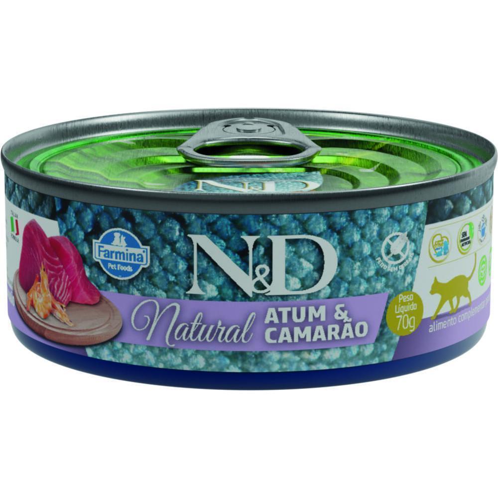 N&D Natural para Gatos de Todas as Raças Sabor Atum e Camarão 70g