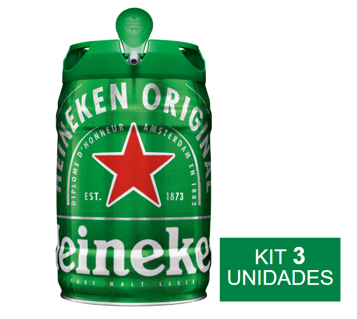 Cerveja Heineken Barril 5l - Kit 3 Unidades