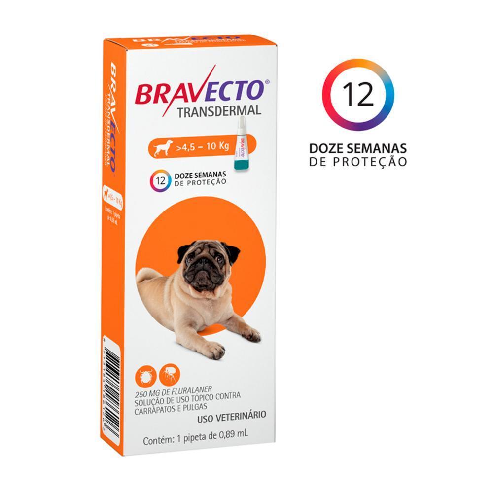 Antipulgas e Carrapatos TRANSDERMAL Msd para Cães 4,5 a 10Kg Bravecto