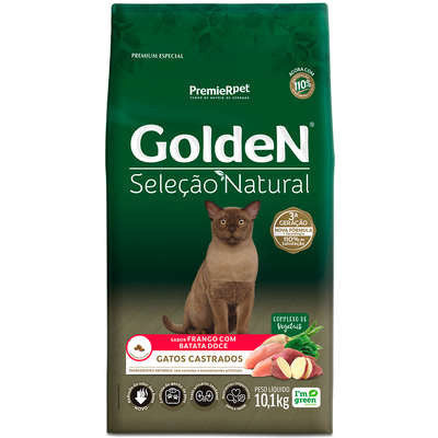 Ração Seca GoldeN Seleção Natural Frango com Batata Doce para Gatos Castrados - 1Kg