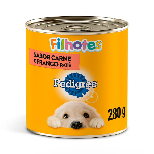 Ração Úmida Pedigree Lata Patê de Carne e Frango para Cães Filhotes 280g