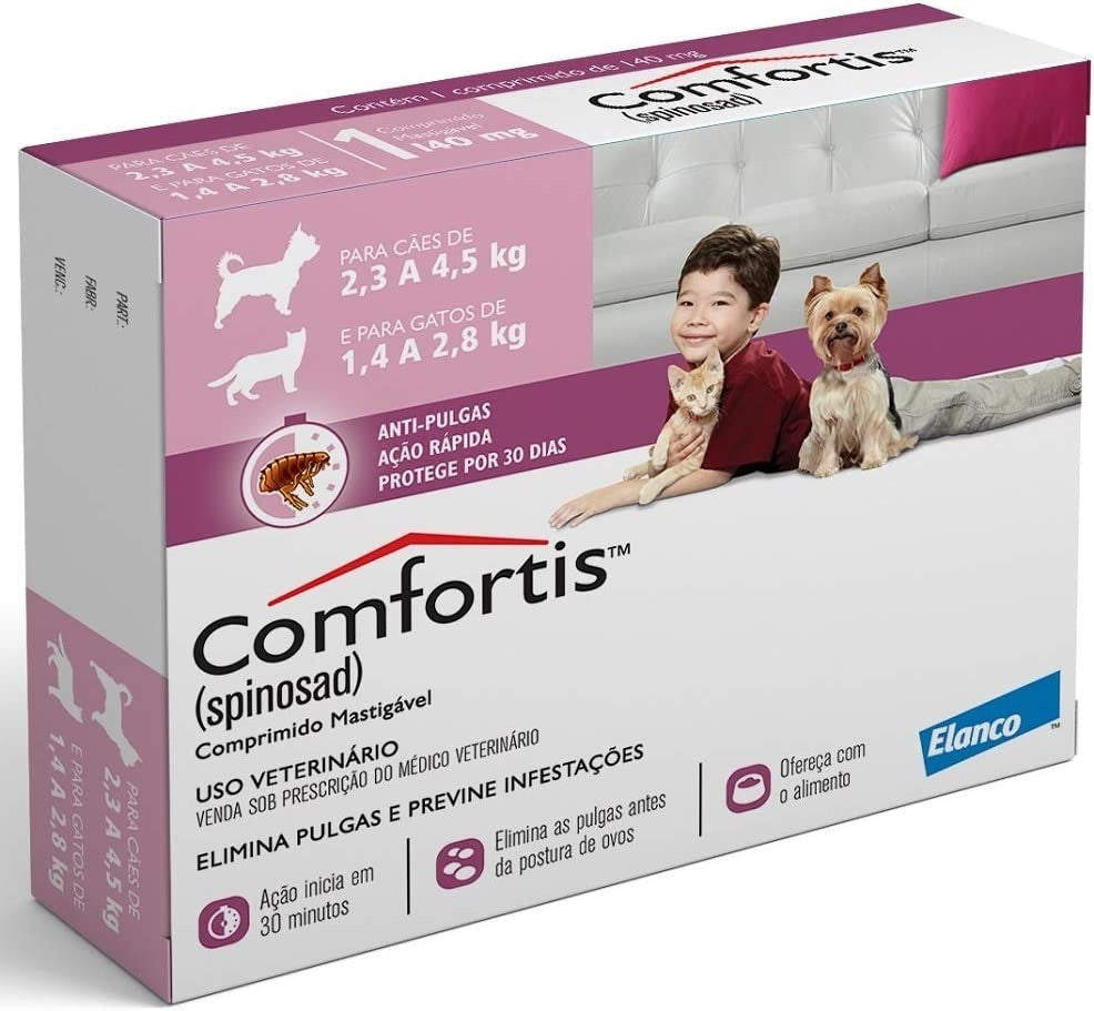 Comfortis 140Mg - Caes De 2,3 A 4,5Kg E Gatos 1,4 A 2,8Kg