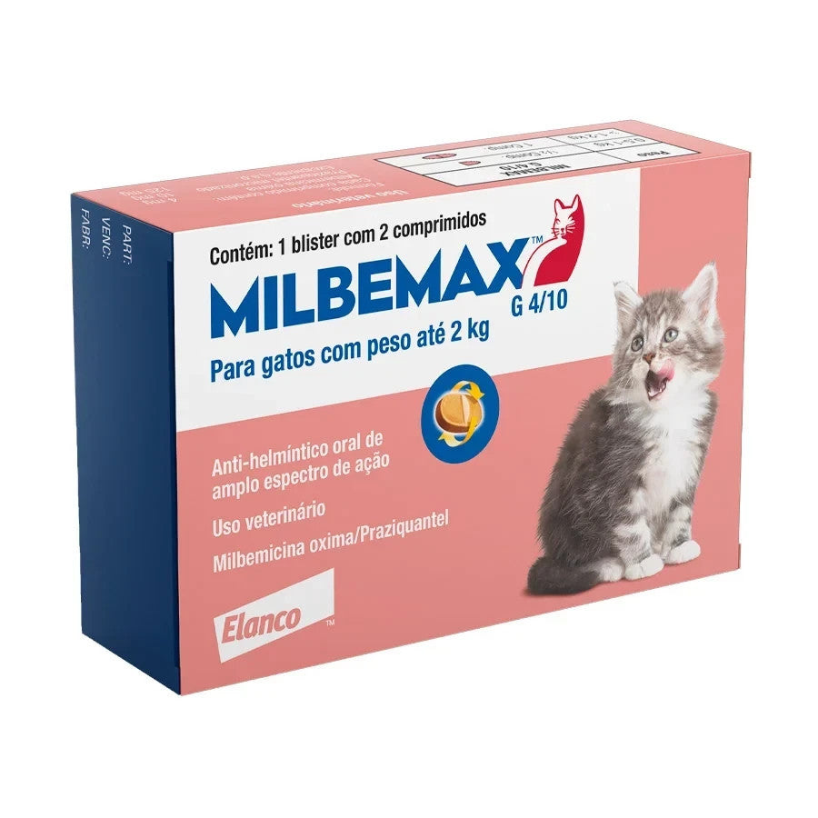 Vermífugo Milbemax Gatos até 2kg 2un
