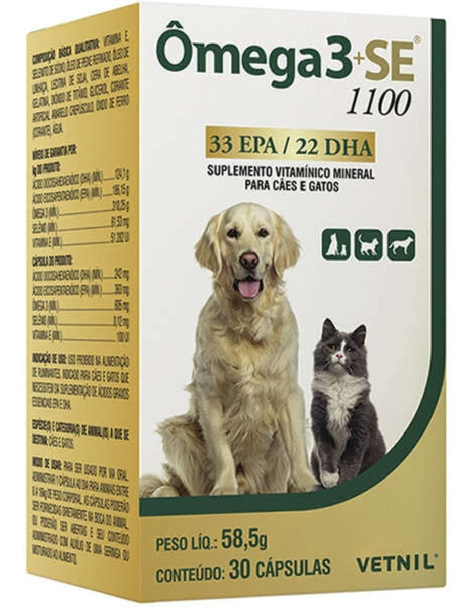 Suplemento Vetnil Ômega 3 SE 1100 para Cães e Gatos