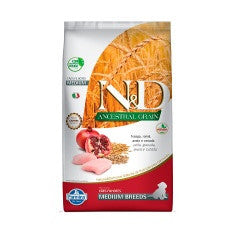 Ração Farmina N&D Ancestral Grain para Cães Filhotes de Raças Médias Sabor Frango e Romã