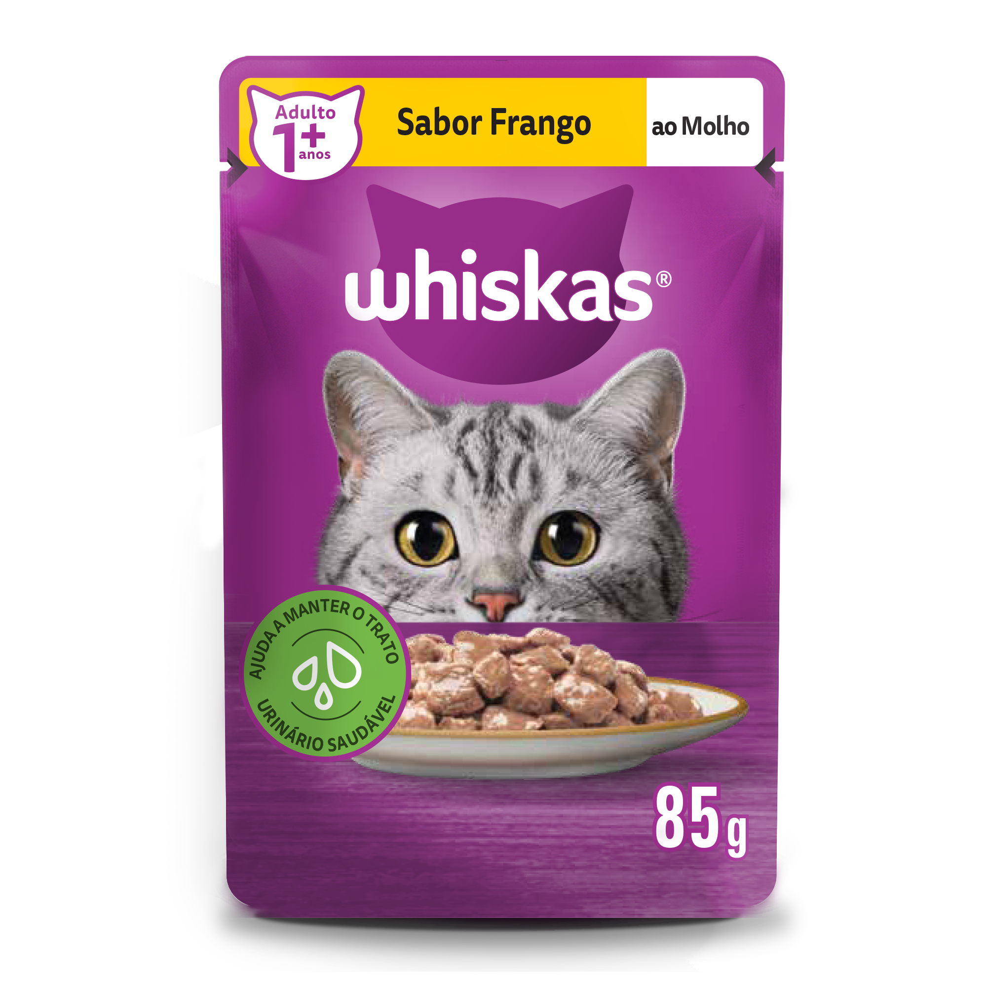 Ração Úmida Whiskas Sachê Frango ao Molho para Gatos Adultos 85 g 15un