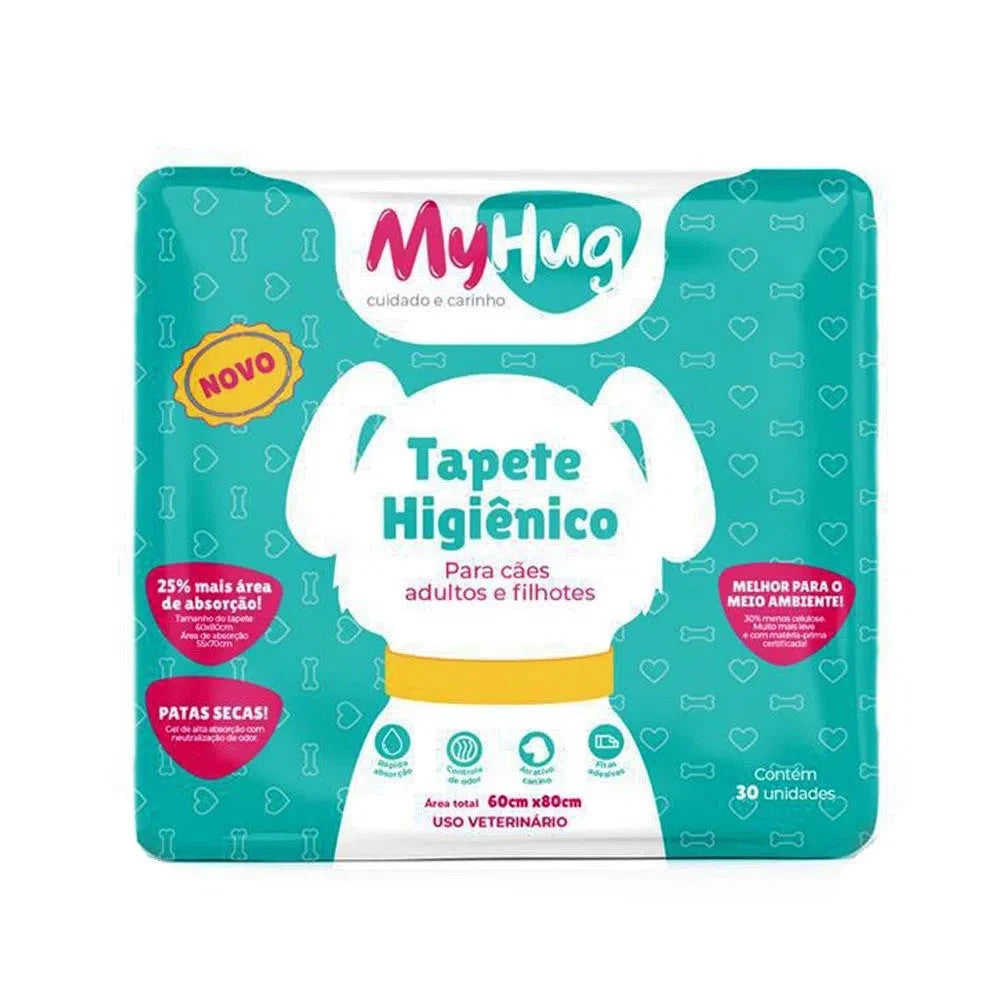 Tapete Higiênico para Cães Adultos e Filhotes 60X80cm Myhug com 30Un
