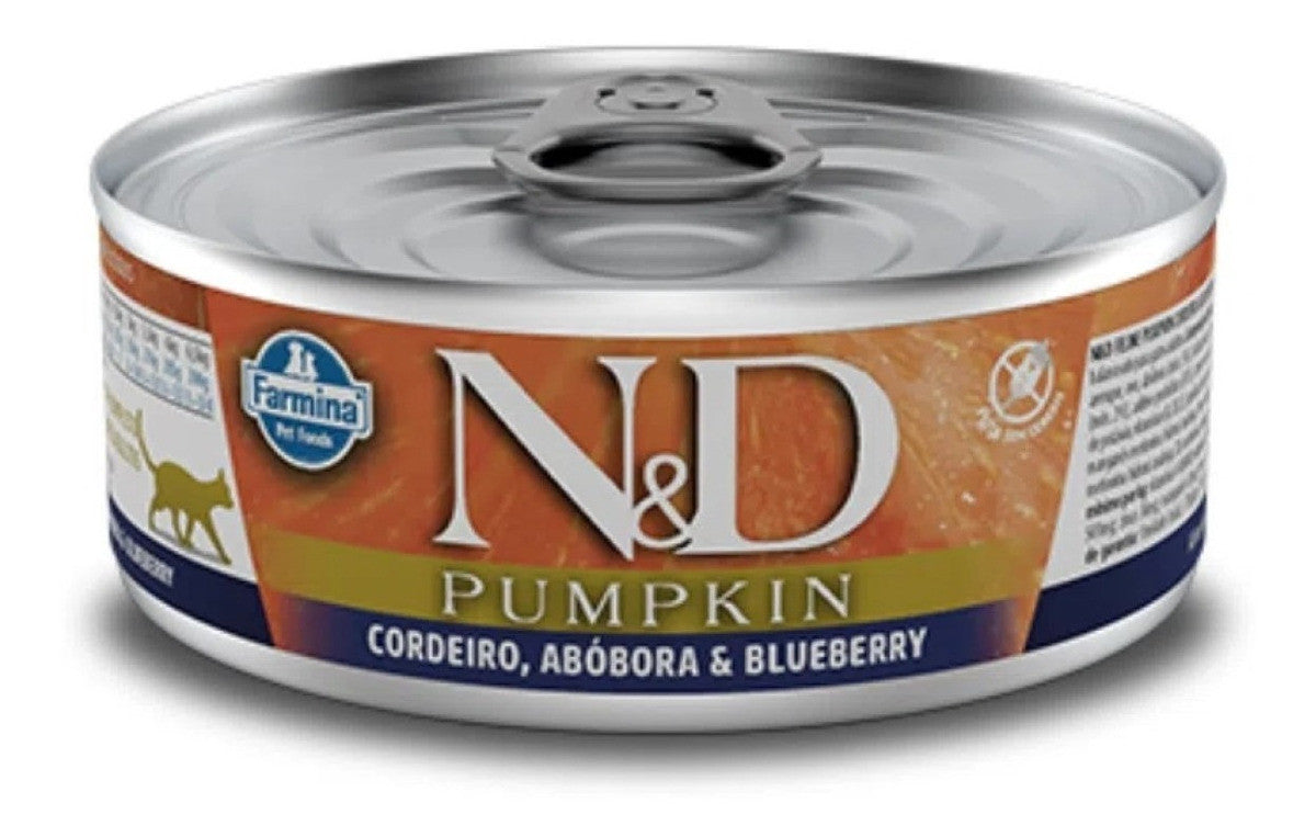 Ração Úmida N&D Feline Pumpkin Adultos Cordeiro Abobora E Blueberry 80G