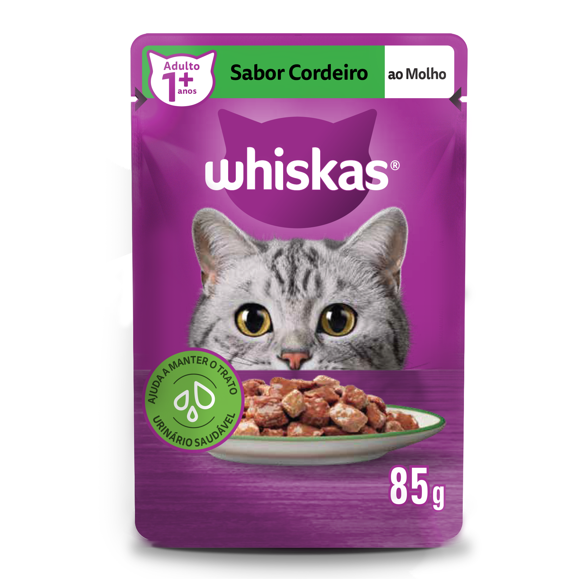 Ração Úmida Whiskas Sachê Cordeiro ao Molho para Gatos Adultos 85 g 10un