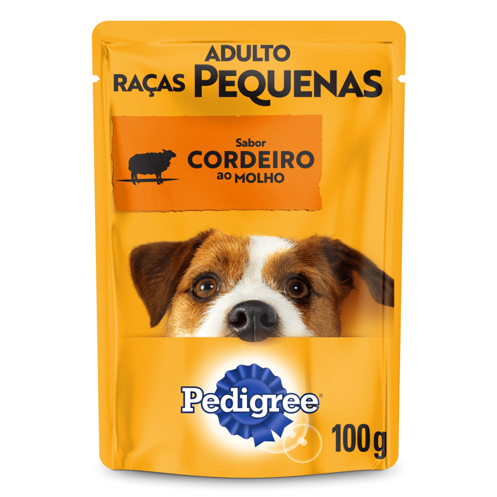 Ração Úmida Pedigree Sachê Cordeiro ao Molho para Cães Adultos de Raças Pequenas 100 g 10un