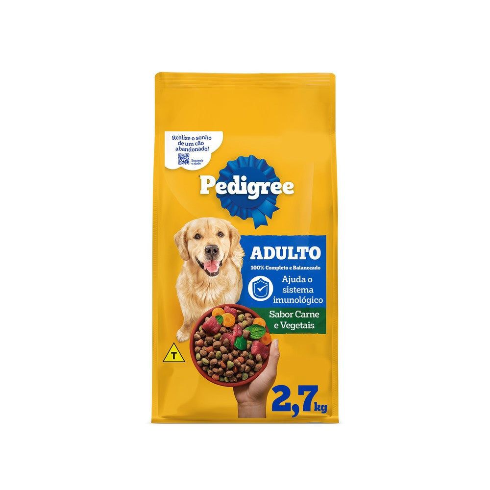 Ração Pedigree Carne e Vegetais Cães Adultos Raças Médias e Grandes 2,7 kg