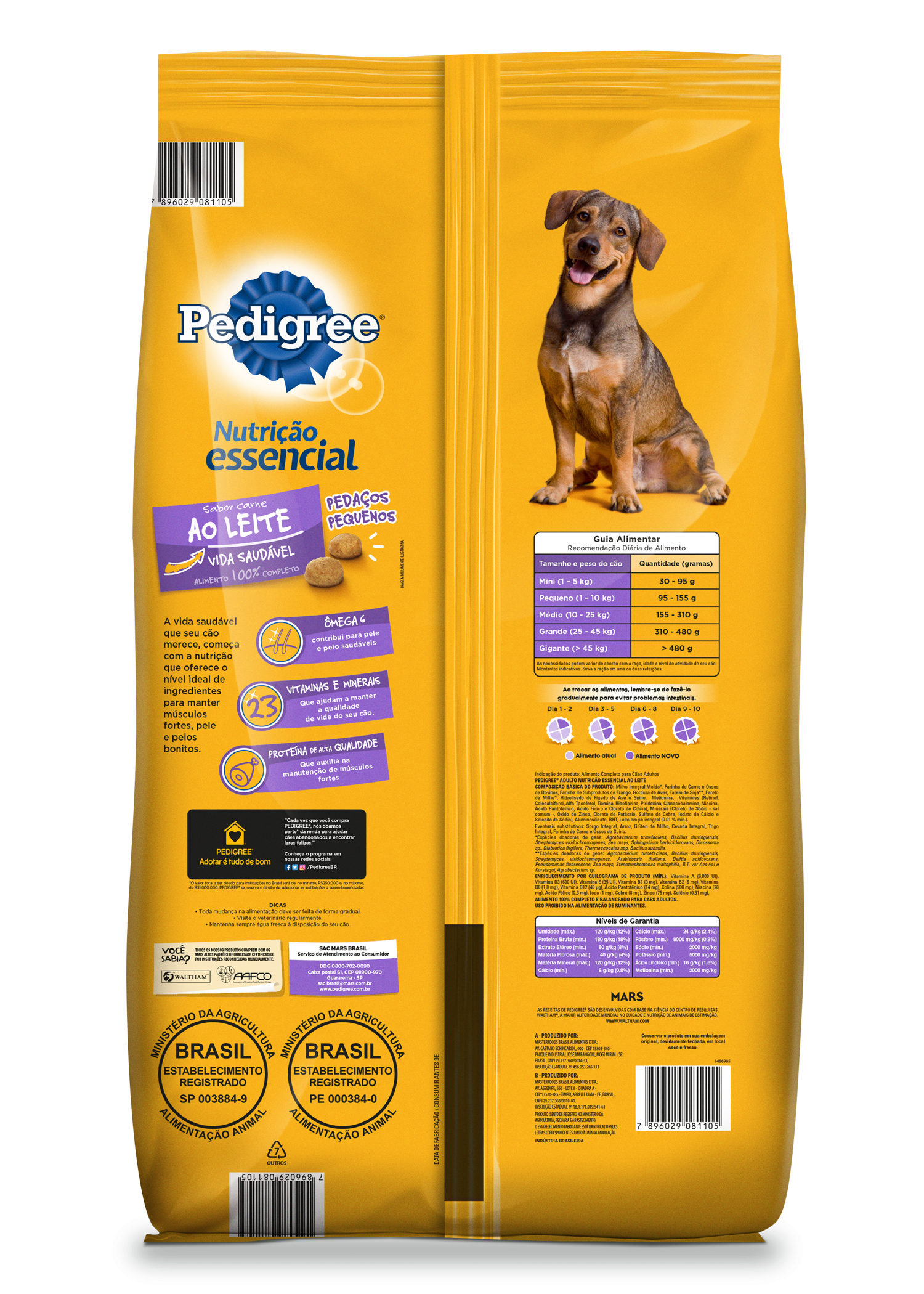 Ração Pedigree Nutrição Essencial Carne Ao Leite Para Cães Adultos 10,1 kg
