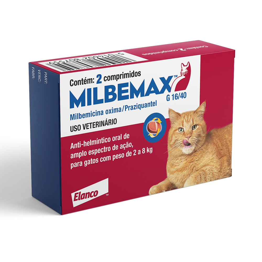 Vermifugo Elanco Milbemax FC para Gatos de 2 Kg a 8 Kg - 2 Comprimidos