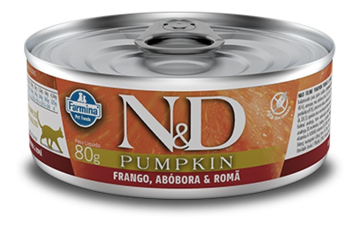 Ração Úmida N&D Feline Pumpkin Adultos Frango Abobora E Romã 80G