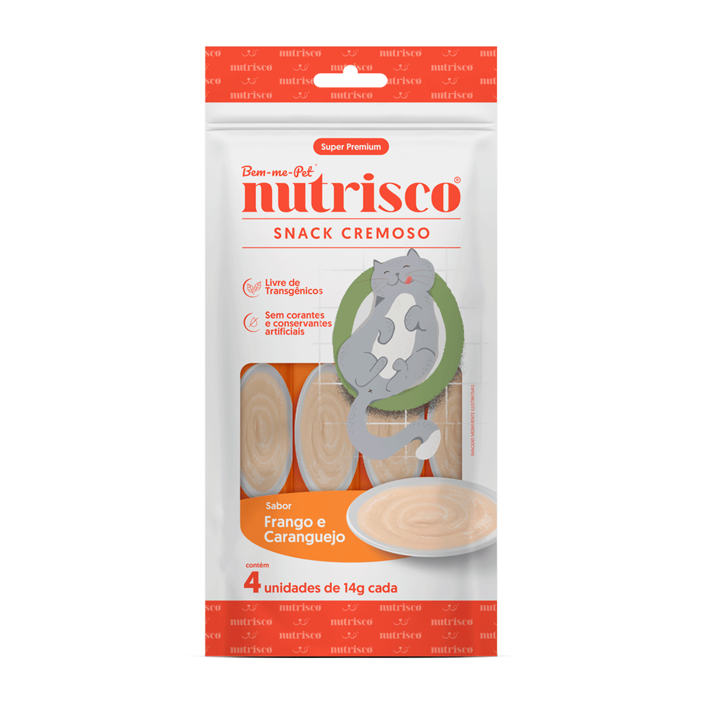 Snack Cremoso Nutrisco para Gatos Adultos Sabor Frango e Caranguejo 56g