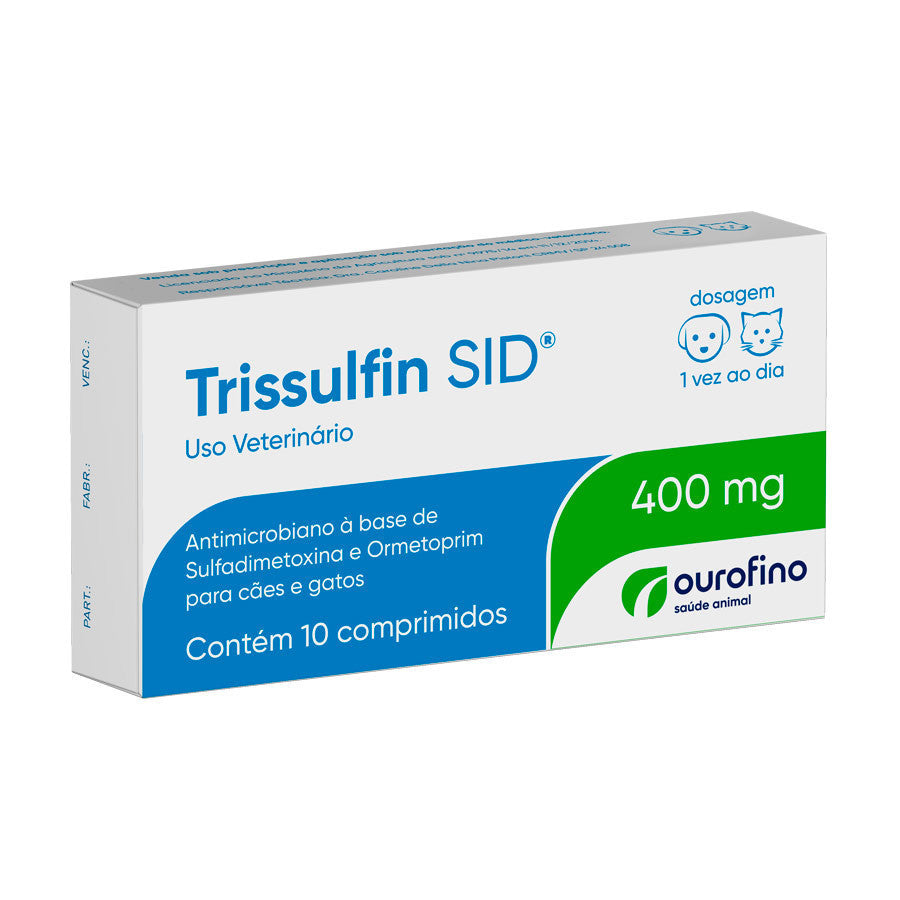 Trissulfin SID 400mg Antibiótico Ourofino Para Cães e Gatos