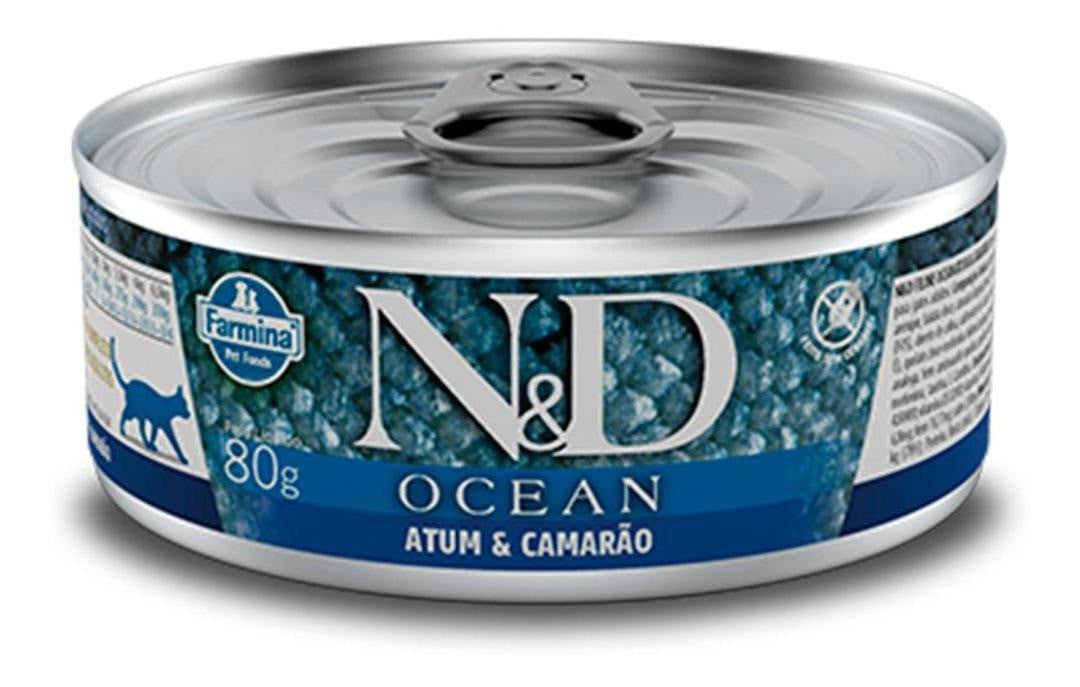 Ração Úmida N&D Feline Ocean Adultos Atum E Camarão 80G